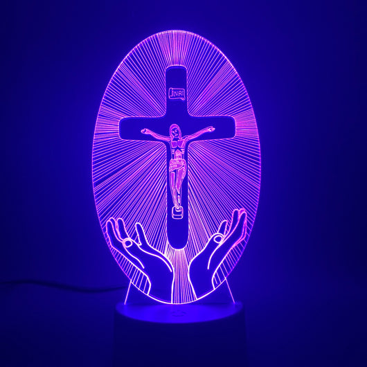 Lámpara 3D con Cruz Acrílica de Luz Nocturna - Image 18