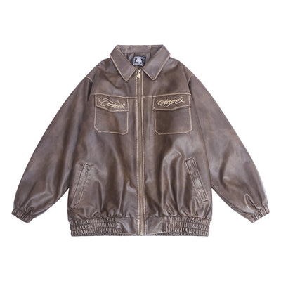 Abrigo de Cuero Acolchado con Bordado Floral para Hombre - Image 24