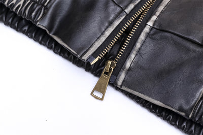 Abrigo de Cuero Acolchado con Bordado Floral para Hombre - Image 25
