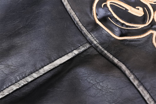 Abrigo de Cuero Acolchado con Bordado Floral para Hombre - Image 27
