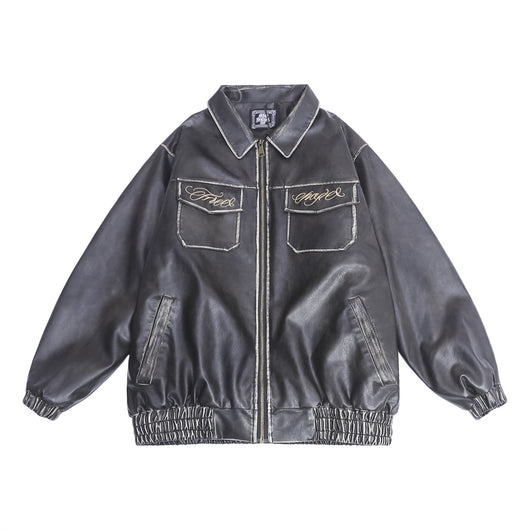 Abrigo de Cuero Acolchado con Bordado Floral para Hombre - Image 29