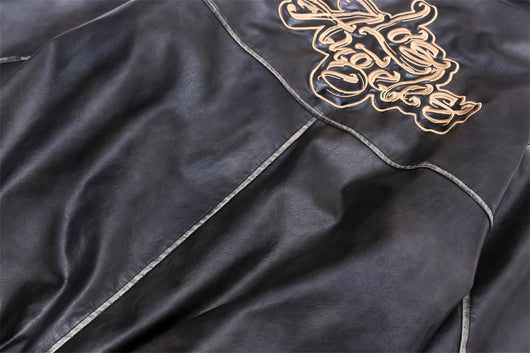 Abrigo de Cuero Acolchado con Bordado Floral para Hombre - Image 30