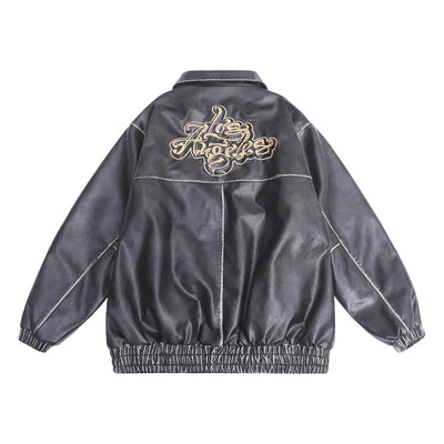Abrigo de Cuero Acolchado con Bordado Floral para Hombre - Image 35