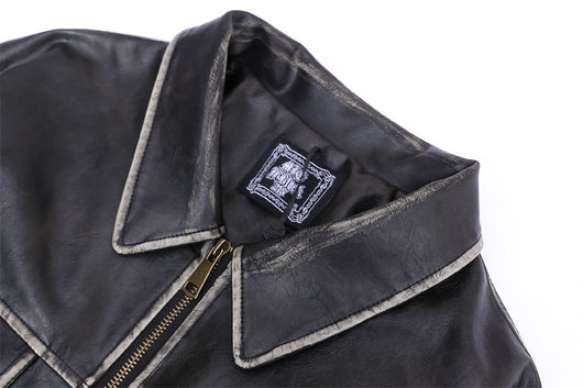 Abrigo de Cuero Acolchado con Bordado Floral para Hombre - Image 38