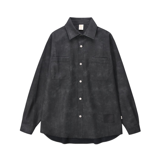 Camisa de Cuero PU Estilo Callejero Retro Americano Desgastado - Image 27