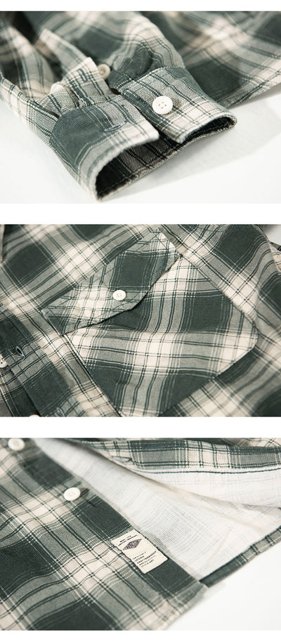Camisa Cuadriculada de Algodón Puro para Hombre - Diseño Casual Holgado y Abrigo Reforzado - Image 10