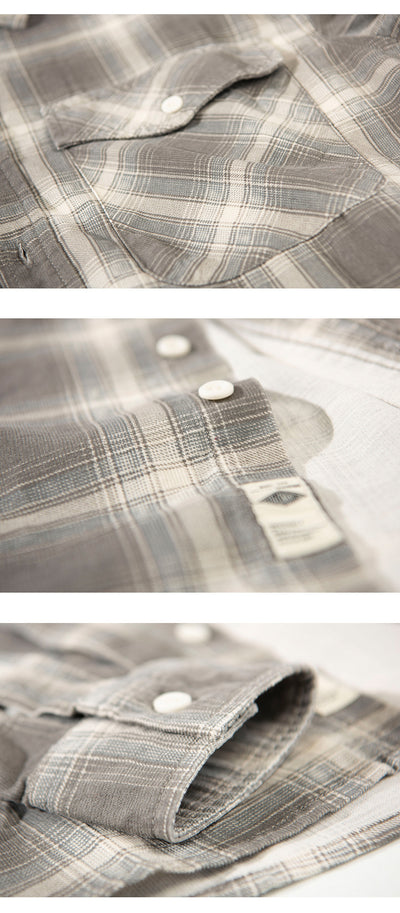 Camisa Cuadriculada de Algodón Puro para Hombre - Diseño Casual Holgado y Abrigo Reforzado - Image 11