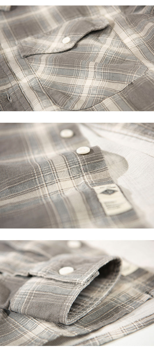 Camisa Cuadriculada de Algodón Puro para Hombre - Diseño Casual Holgado y Abrigo Reforzado - Image 11