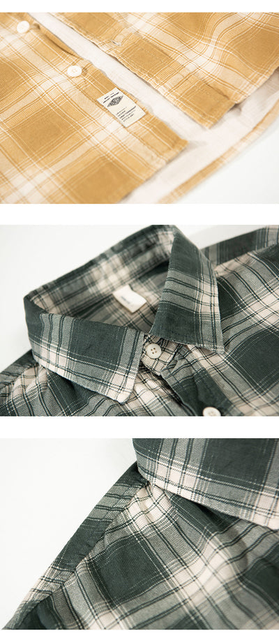 Camisa Cuadriculada de Algodón Puro para Hombre - Diseño Casual Holgado y Abrigo Reforzado - Image 13
