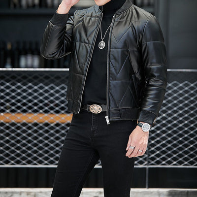 Chaqueta de Cuero Negra para Hombre - Estilo Casual Primavera - Image 10