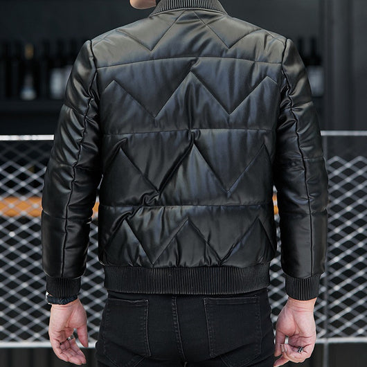 Chaqueta de Cuero Negra para Hombre - Estilo Casual Primavera - Image 11