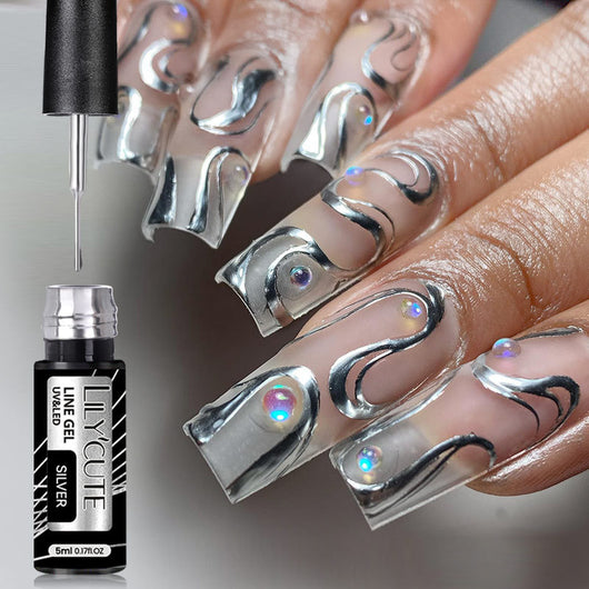 Esmalte Gel Metálico con Adhesivo Cable para Uñas Artísticas - Acabado Plateado Fotocurable - Image 28