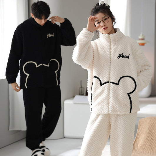 Pijamas Térmicos en Franela para Parejas - Abrigo Grueso con Cierre de Cremallera - Image 21