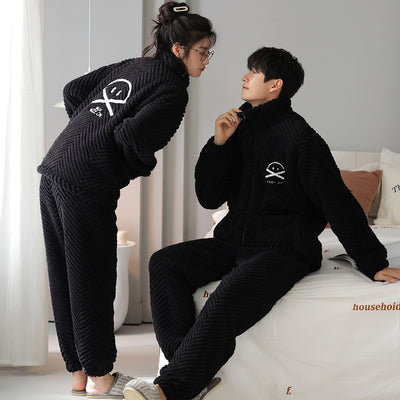 Pijamas Térmicos en Franela para Parejas - Abrigo Grueso con Cierre de Cremallera - Image 23