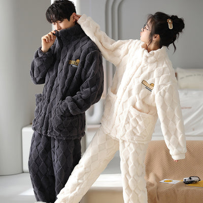 Pijamas Térmicos en Franela para Parejas - Abrigo Grueso con Cierre de Cremallera - Image 26
