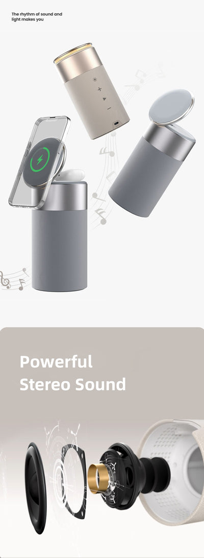 Cargador 3 en 1 para iPhone y AirPods con Parlante Bluetooth y Lámpara Táctil - Image 14