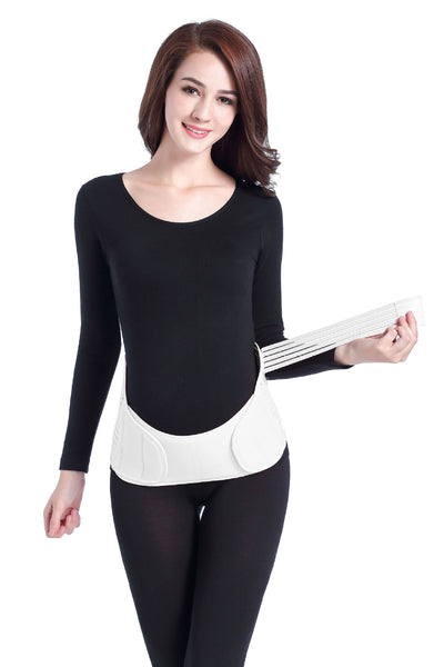 Pink adjustable maternity support belt on a pregnant woman, designed for stomach lift and comfort. - Image 28