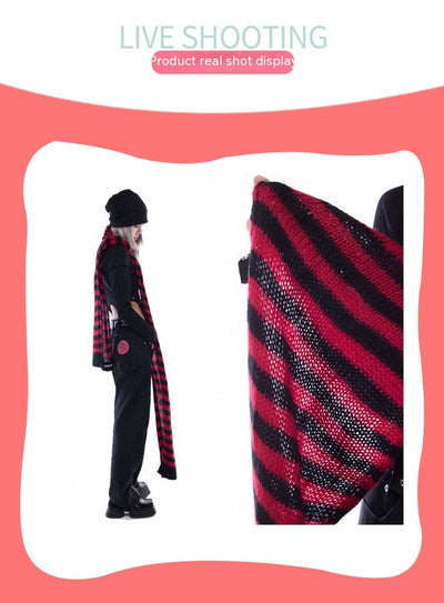 Bufanda de Lana Punk Rayas Negras y Grises - Suave, Cómoda y Versátil - Image 21