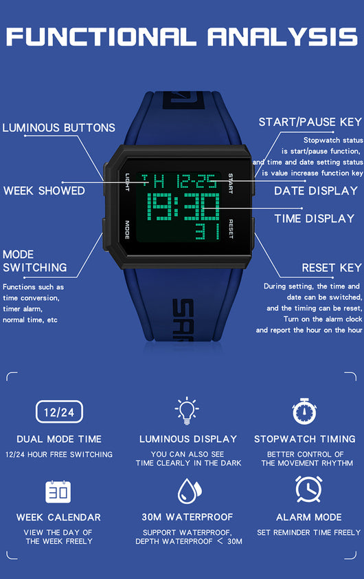 Reloj Cuadrado Luminoso Versátil - Diseño Moderno para Cualquier Ocasión - Image 37