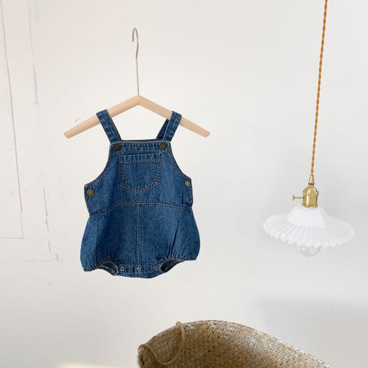 Mono Jumpsuit para Bebé en Denim de Algodón con Detalle Triangular - Image 29