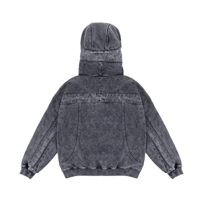 Sudadera Hoodie Hombre Diseño Distressed con Costuras Contrastantes - Forro Polar Grueso Invierno - Image 24