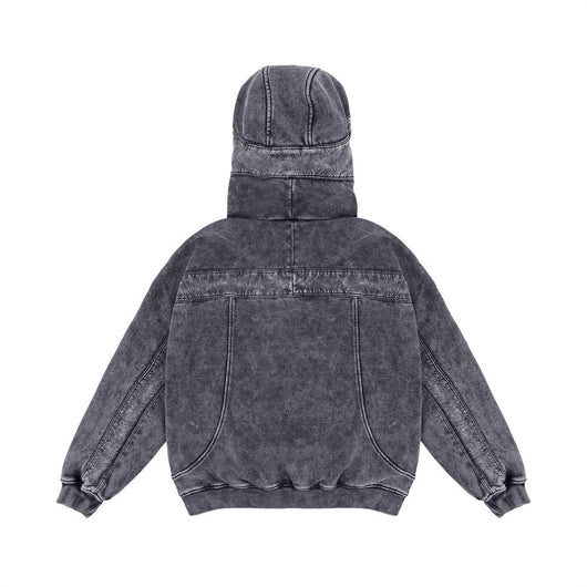 Sudadera Hoodie Hombre Diseño Distressed con Costuras Contrastantes - Forro Polar Grueso Invierno - Image 24