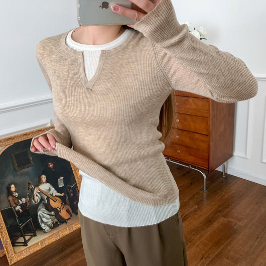 Suéter Ajustado Doble Textura con Cuello Redondo en Lana Merino - Image 9