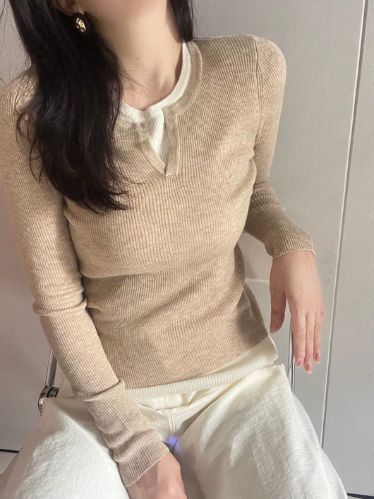 Suéter Ajustado Doble Textura con Cuello Redondo en Lana Merino - Image 13