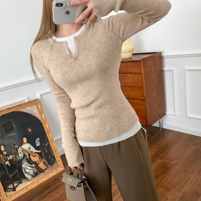 Suéter Ajustado Doble Textura con Cuello Redondo en Lana Merino - Image 16
