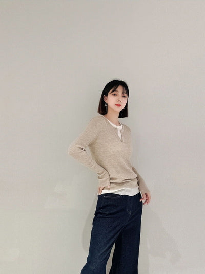 Suéter Ajustado Doble Textura con Cuello Redondo en Lana Merino - Image 22