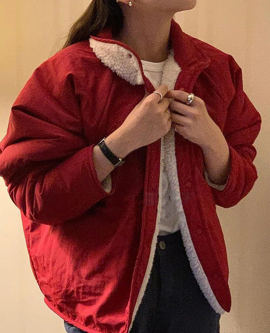 Abrigo de Lana de Cordero Gruesa para Mujer Estilo Coreano Invierno - Diseño Reversible con Cuello Alto - Image 11