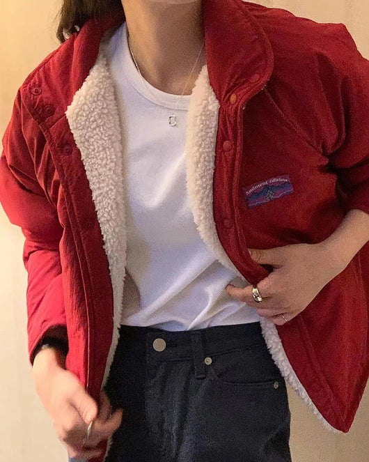 Abrigo de Lana de Cordero Gruesa para Mujer Estilo Coreano Invierno - Diseño Reversible con Cuello Alto - Image 13