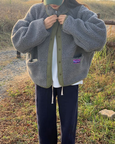 Abrigo de Lana de Cordero Gruesa para Mujer Estilo Coreano Invierno - Diseño Reversible con Cuello Alto - Image 17