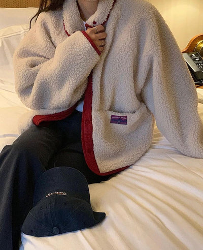 Abrigo de Lana de Cordero Gruesa para Mujer Estilo Coreano Invierno - Diseño Reversible con Cuello Alto - Image 23