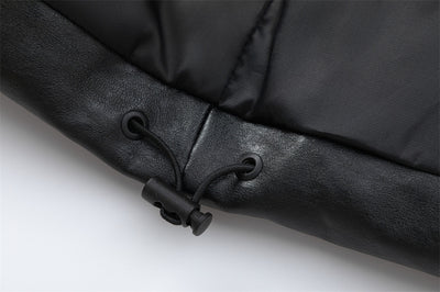 Abrigo de Cuero PU con Cuello Parado y Forro Térmico - Image 20