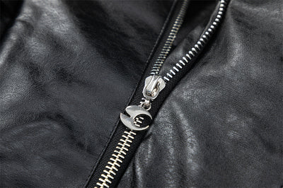 Abrigo de Cuero PU con Cuello Parado y Forro Térmico - Image 24