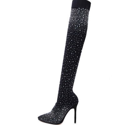Botas Altas Hasta la Rodilla con Tacón Fino y Punta Afilada - Image 18