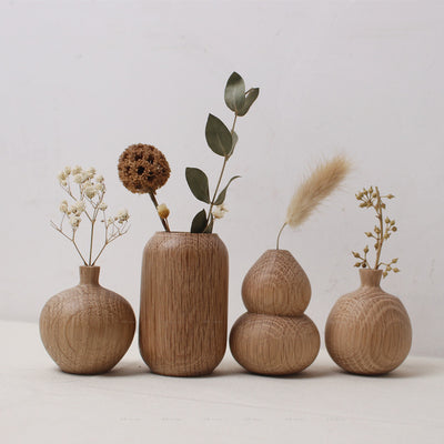 Jarrón de Madera Maciza Estilo Japonés con Flores Secas Decorativas - Image 21