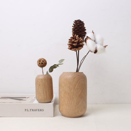 Jarrón de Madera Maciza Estilo Japonés con Flores Secas Decorativas - Image 24