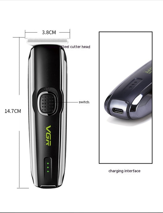 VGR V-020 professional black and silver rechargeable beard trimmer kit with 1mm, 2mm, 3mm guide combs, USB cable, cleaning brush, and oil. - Image 9