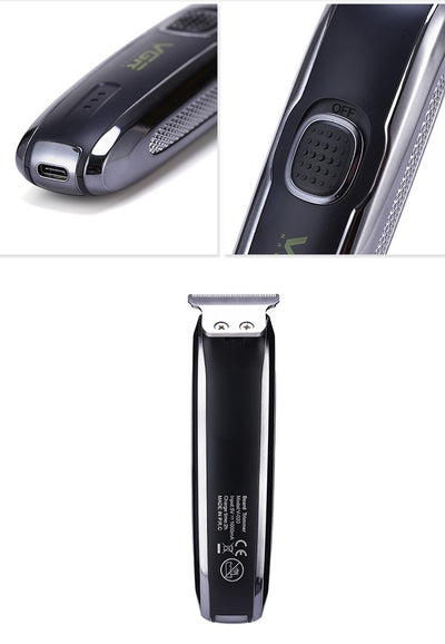VGR V-020 professional black and silver rechargeable beard trimmer kit with 1mm, 2mm, 3mm guide combs, USB cable, cleaning brush, and oil. - Image 12