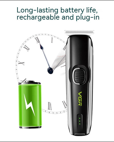 VGR V-020 professional black and silver rechargeable beard trimmer kit with 1mm, 2mm, 3mm guide combs, USB cable, cleaning brush, and oil. - Image 13