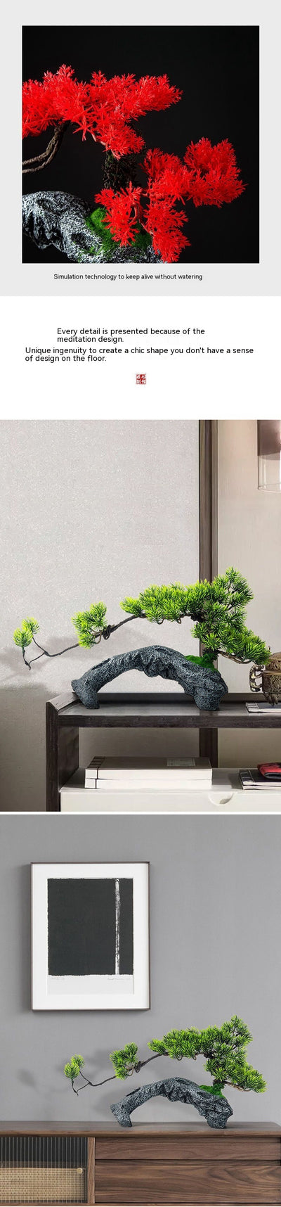 Bonsái Artificial de Pino Verde con Fuente - Decoración Feng Shui para Hogar y Oficina - Image 16