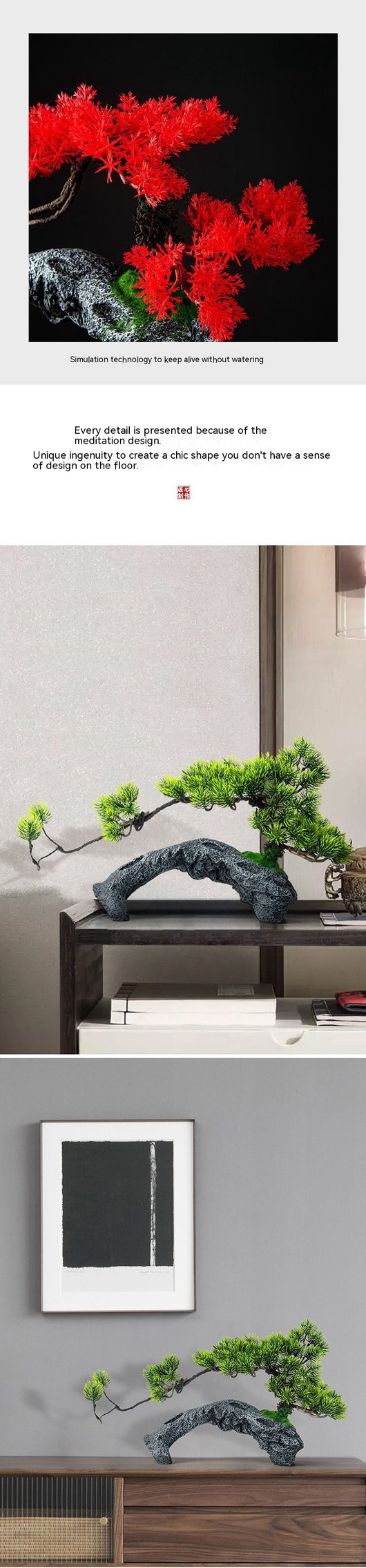 Bonsái Artificial de Pino Verde con Fuente - Decoración Feng Shui para Hogar y Oficina - Image 16