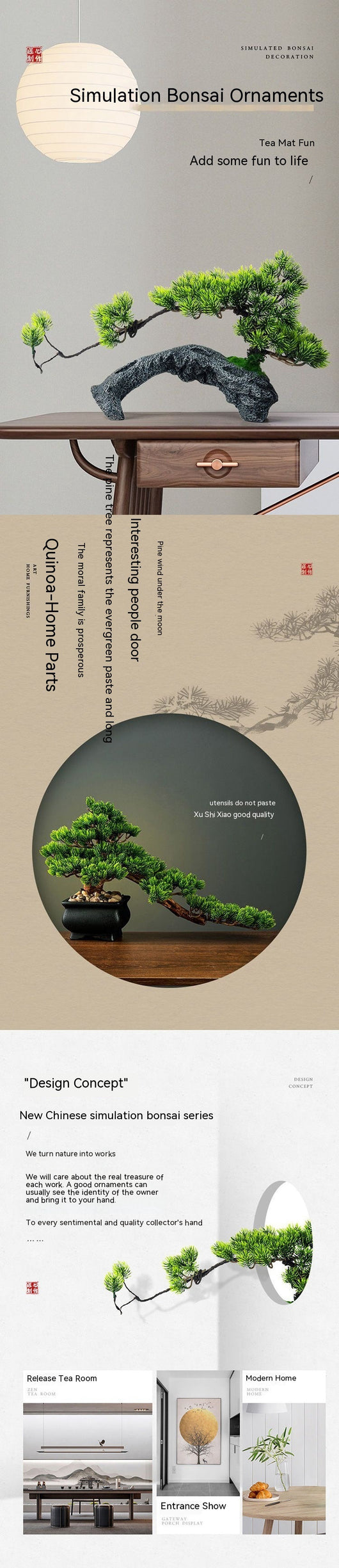 Bonsái Artificial de Pino Verde con Fuente - Decoración Feng Shui para Hogar y Oficina - Image 17