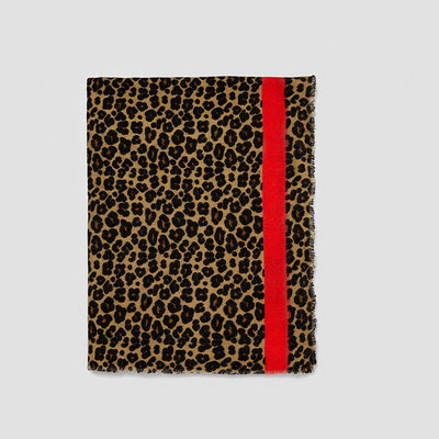 Poncho Leopardo Rojo Navideño en Cashmira Gruesa y Cálida - Image 11