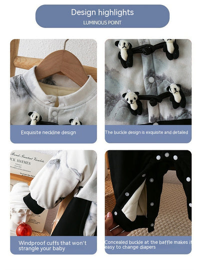 Pijama Enterizo Bebé Estilo Otoñal con Diseño Cartoon y Forro Polar - Image 9