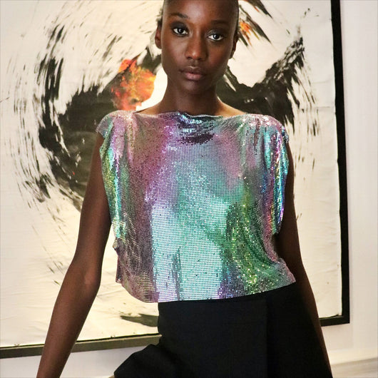 Top Brillante con Lentejuelas Metálicas - Estilo Dulce y Picante - Image 29