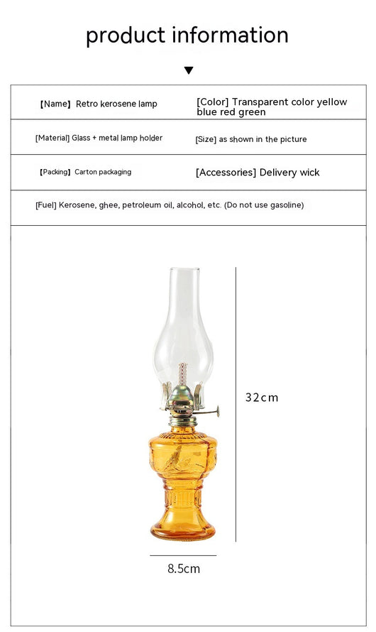 Lámpara de Queroseno Vintage de Cristal Retro - Image 12