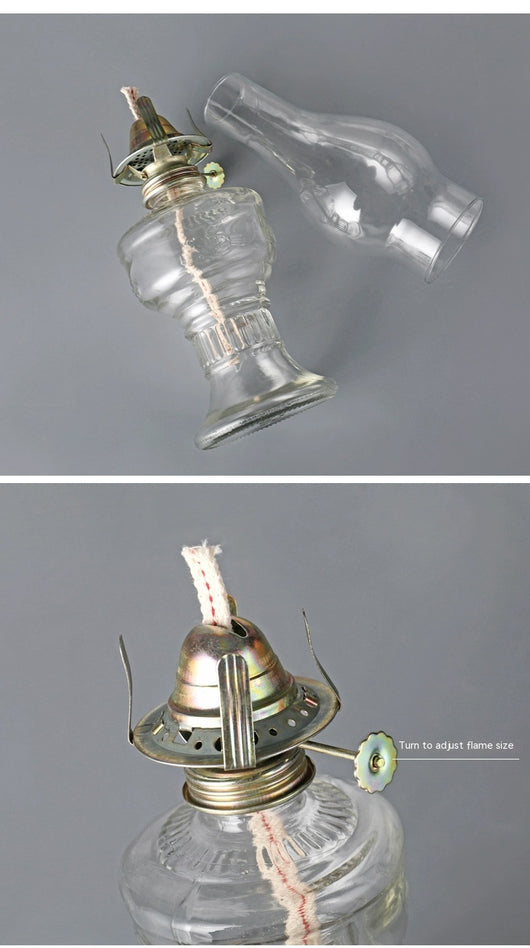 Lámpara de Queroseno Vintage de Cristal Retro - Image 15